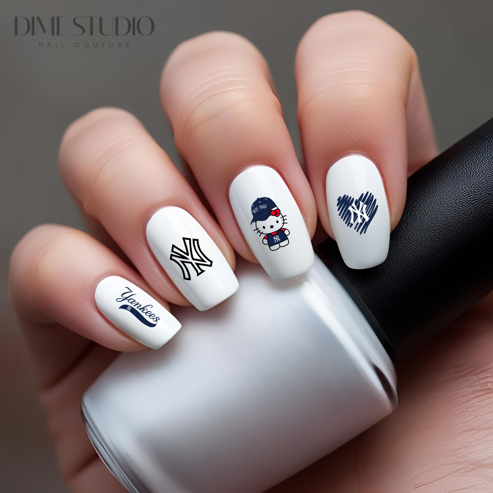 NY Yankees Baseball Nail Decals Water Transfer Clear Overlay Nail Art
