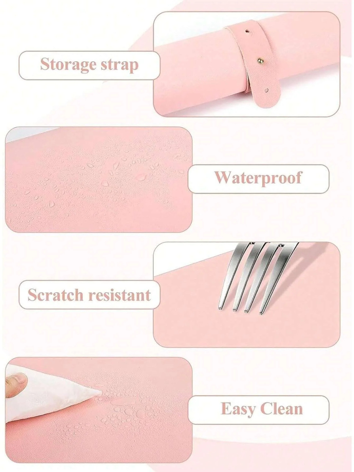 1/2pcs Pink Nail Art Table Mat Portable Foldable Nail Art Armrest Mat