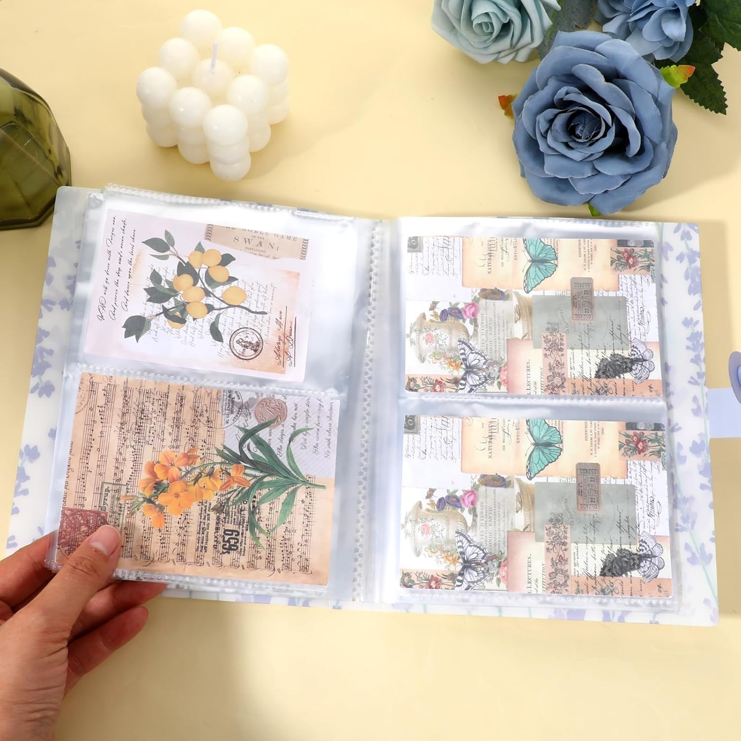 144 Slots Wisteria Flower Nail Art Artistic Stickers Storage Book Transparent