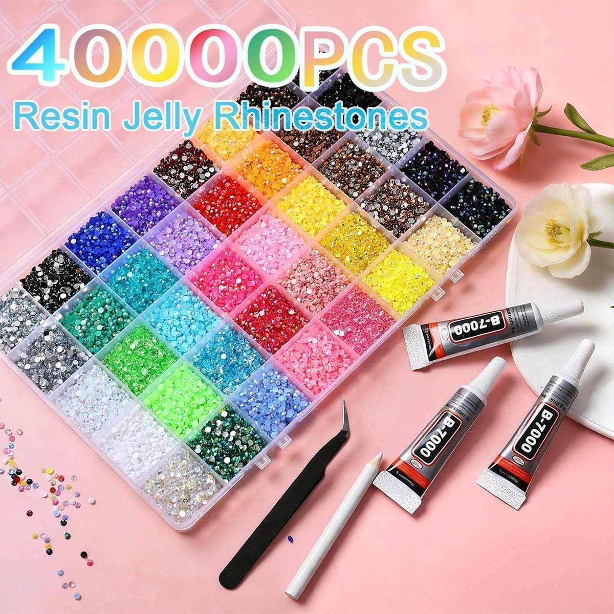 Bedazzling Kit 40 Colors Bedazzler Kit with Rhinestones Resin Jelly Rhines
