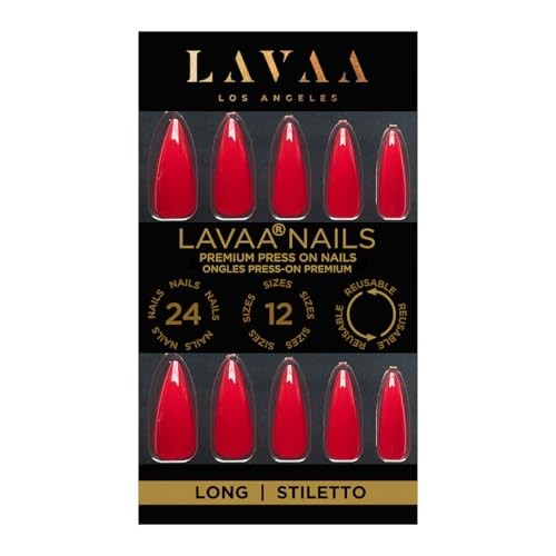 SEXY RED Press-On Nails by | Stiletto Hot Glossy Long Nails | Russian Sexy Red