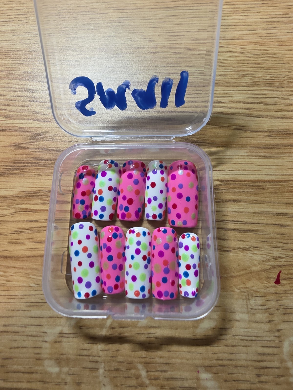 Hand Made Confetti Themed Square Press On Nails