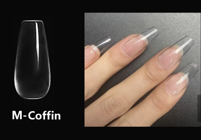 500 pcs Nail Tips GEL Extensions Full Cover ALMOND | COFFIN | ALMOND SOFT GEL