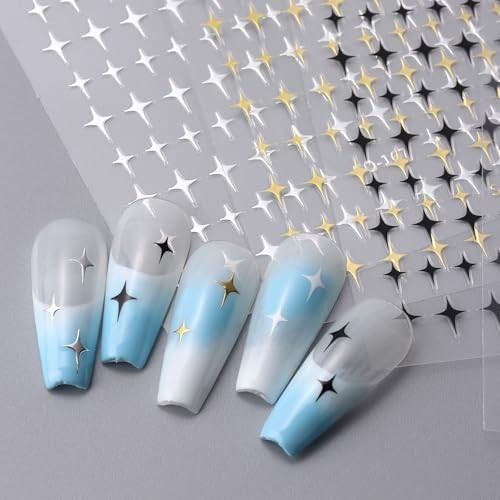 Star Nail Stickers for Nail Art 14 PCS 3D Shiny Adhesive Y2K 14 Styles Star