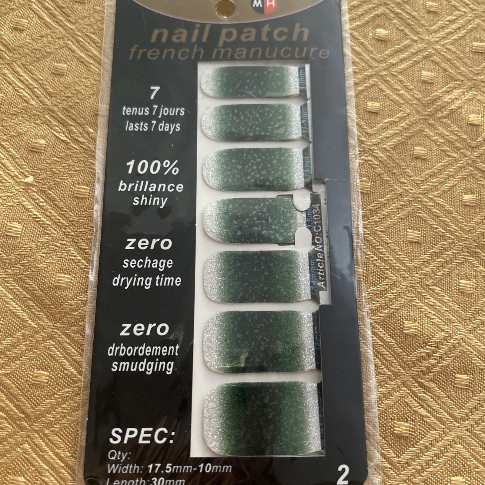 11 Pack Nail Patch French Manicure Stickers Glitter Nail Polish Strips