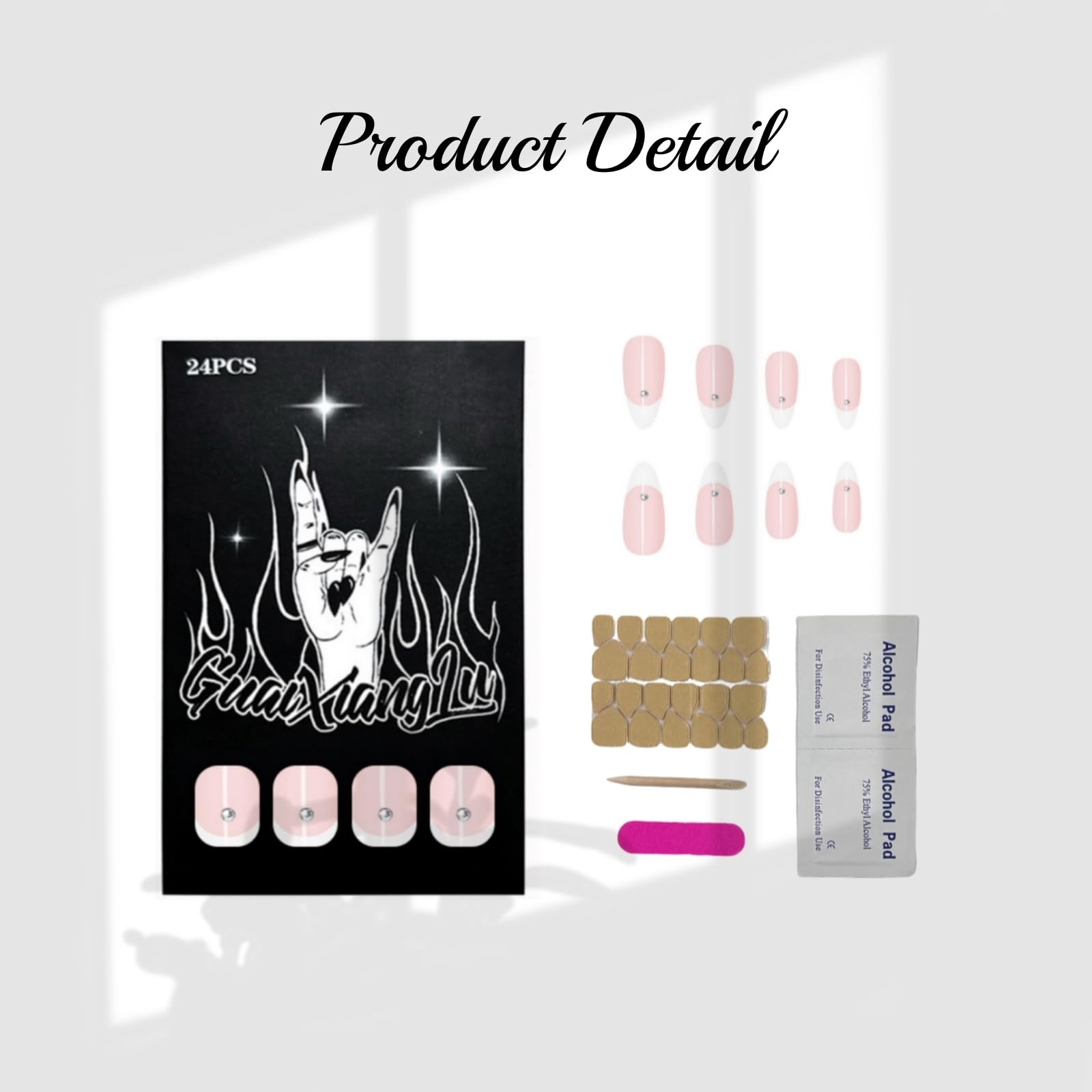Press On Nails Almond French Tip, Glue On Nails for Gift, Supremely Fit Natur…