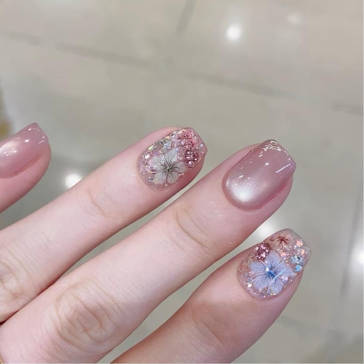Dried Wildflowers Nail Stickers 5D Embossed Wildflower Nail Stickers Spring S…