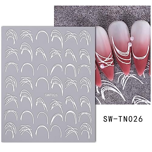 Nail Art Stickers, French Stripe Nail Decals 3D French Tips Stickers Nail Line