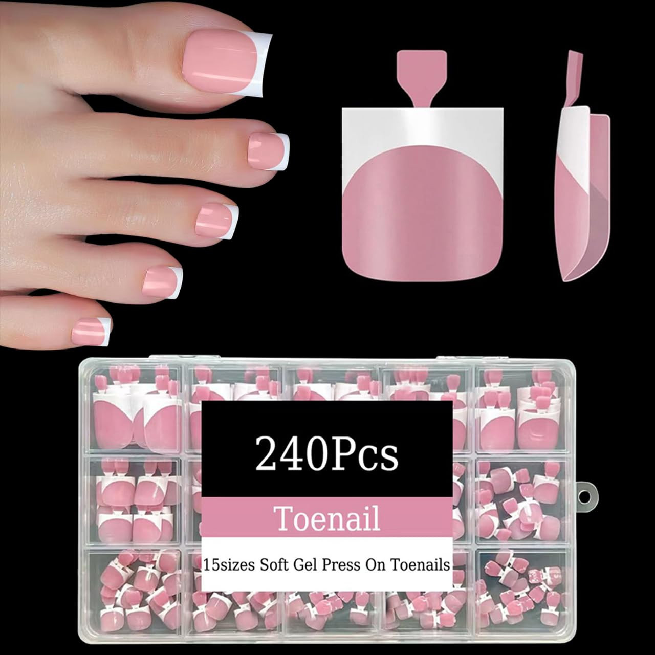 Brown Toe Nail Tips, 216Pcs Short Press on Toenails for Women, Soft Toe Nail Pre