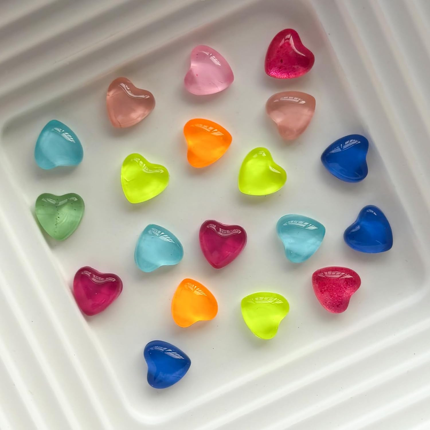 100Pcs Heart Nail Charms Mixed Colors Kawaii Nail Charms 3D Resin Love Hearts Rh