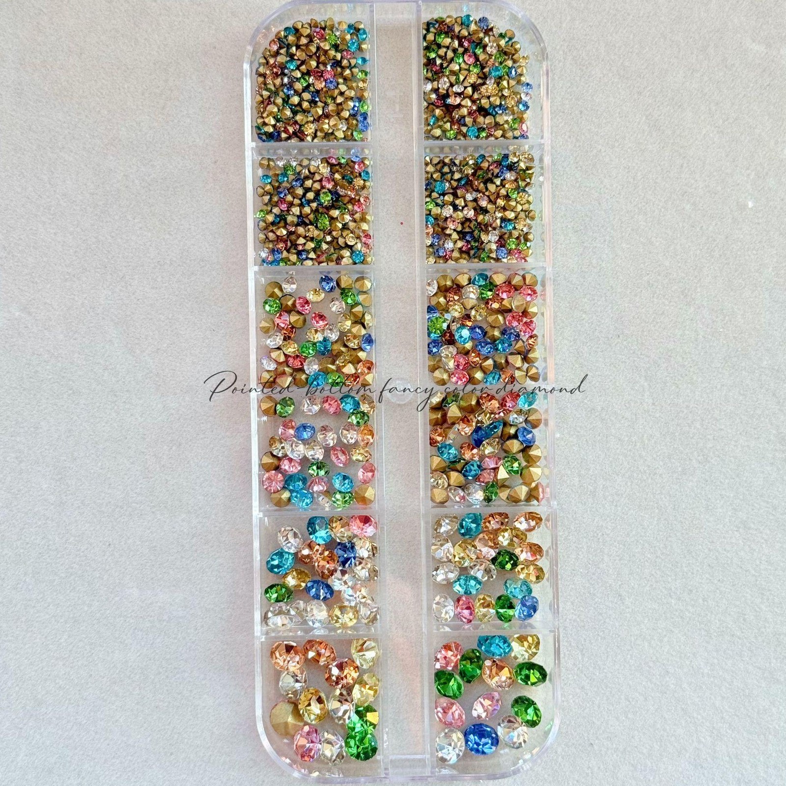 2-6MM Pointed-Back Nail Rhinestones, Candy Color Mini Crystals Stacking Nail Art