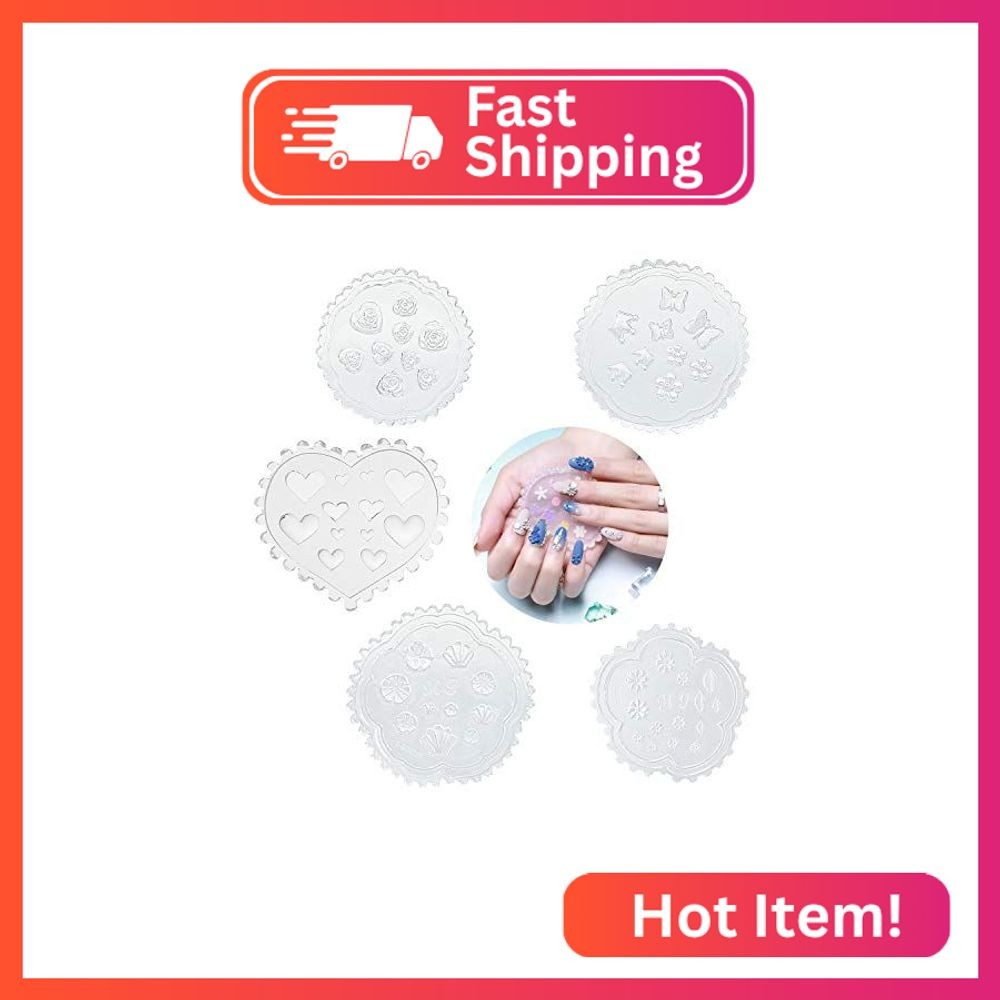 Konsait 5 Pack 3D Nail Art Mold Silicone assorted Nail Art Cabochon Decortive Mo