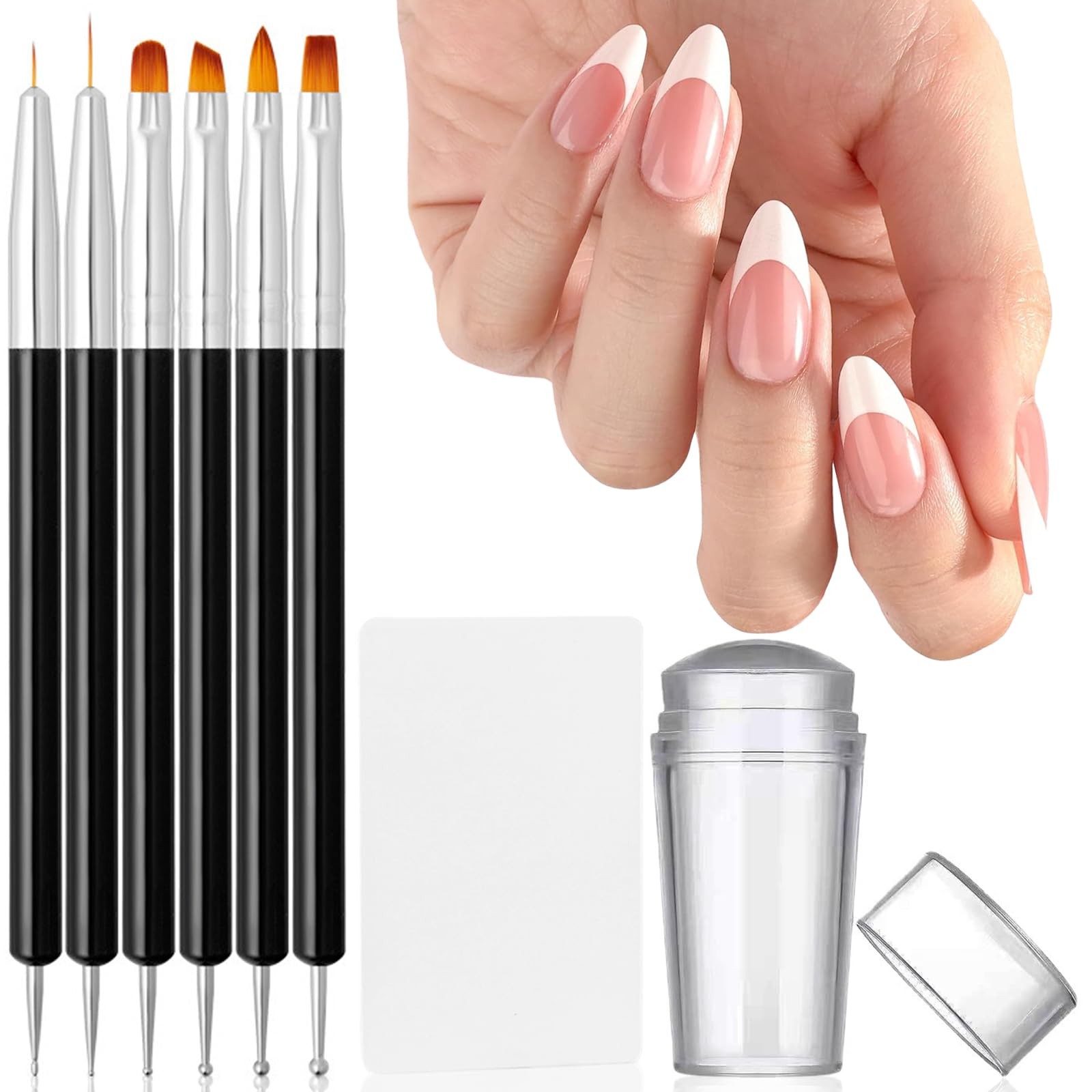 Set de sellos para uñas, sello de silicona transparente para estampar uñas