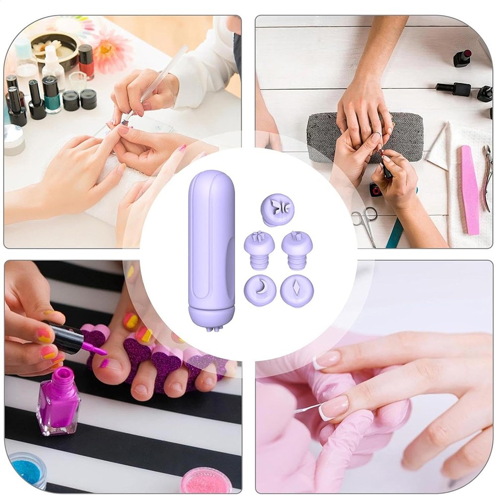 Reusable Silicone Nail Pen, 5-Design Set Suitable for At-Home Nail Art Projects