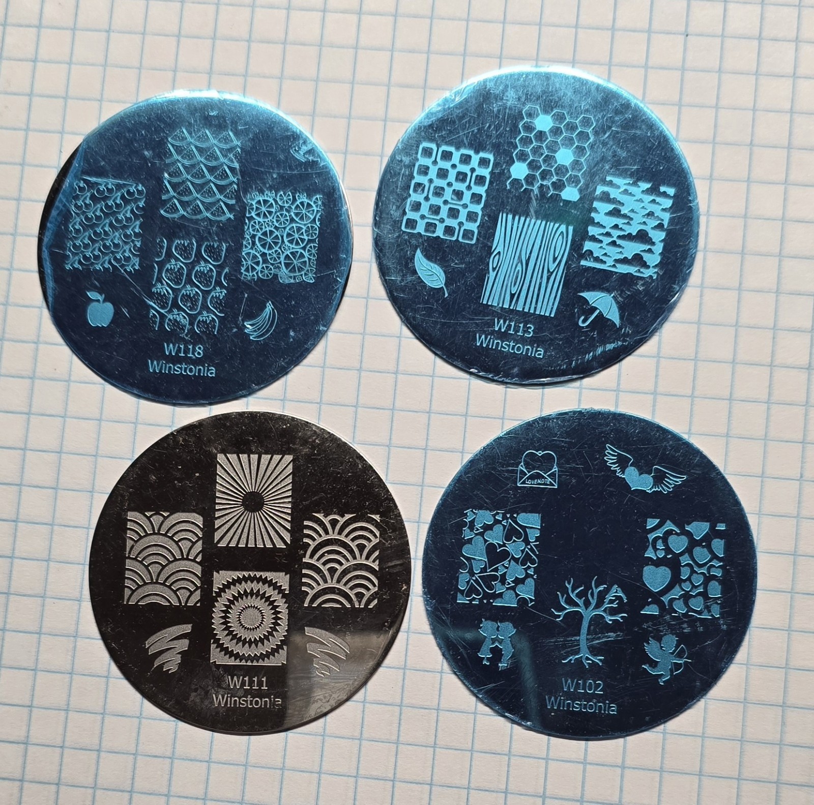 Wistonia Bundle Of Nail Stamp Round Plates Valentines Day Halloween Lot Of 14