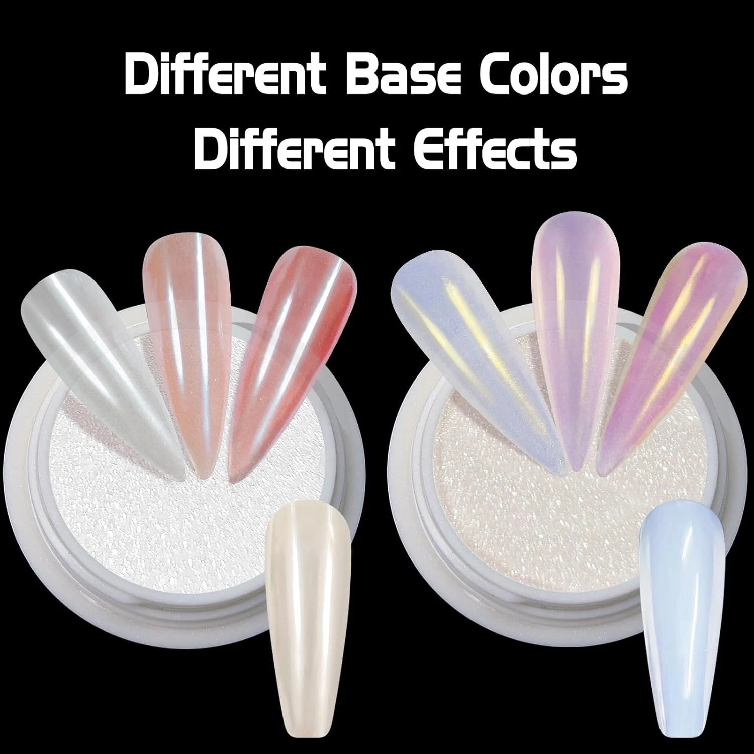 White Pearl Chrome Nail Powder – Aurora Ice Shimmer Nail Powder Chrome Pigment P