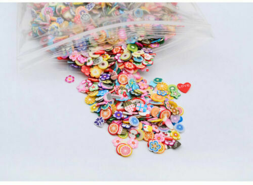 1000 Pcs Nail Art Fruit Flower Feather Fimo Slices For Slime DIY Crafts Decor