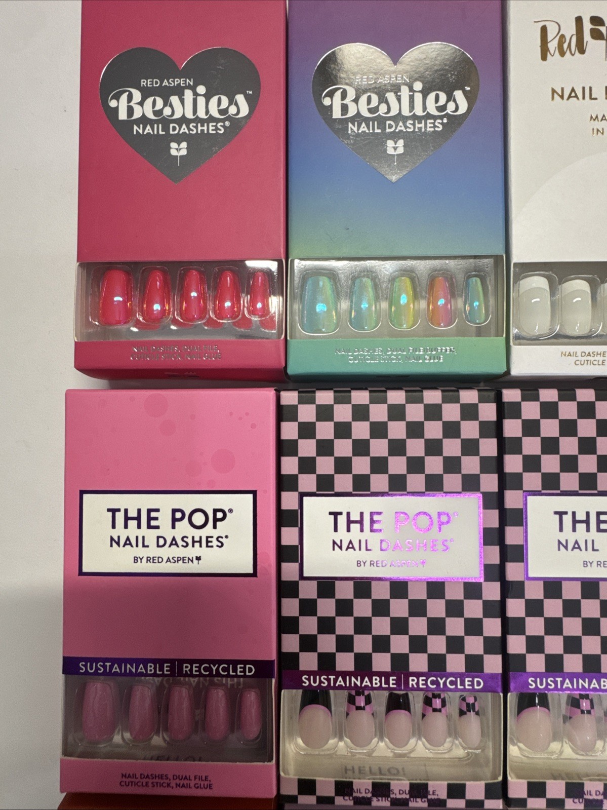 Lot Of 28 Boxes Brand New Red Aspen Nails Sets Glitter, Metallic Chrome, Pattern