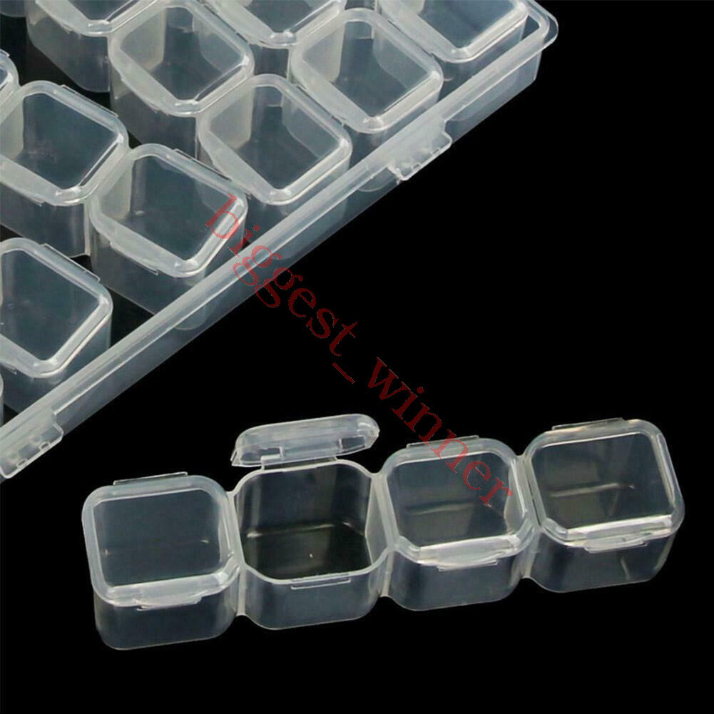 1×28 Slots Empty Nail Art Storage Box Rhinestone Bead Gems Stuffs Container Tool