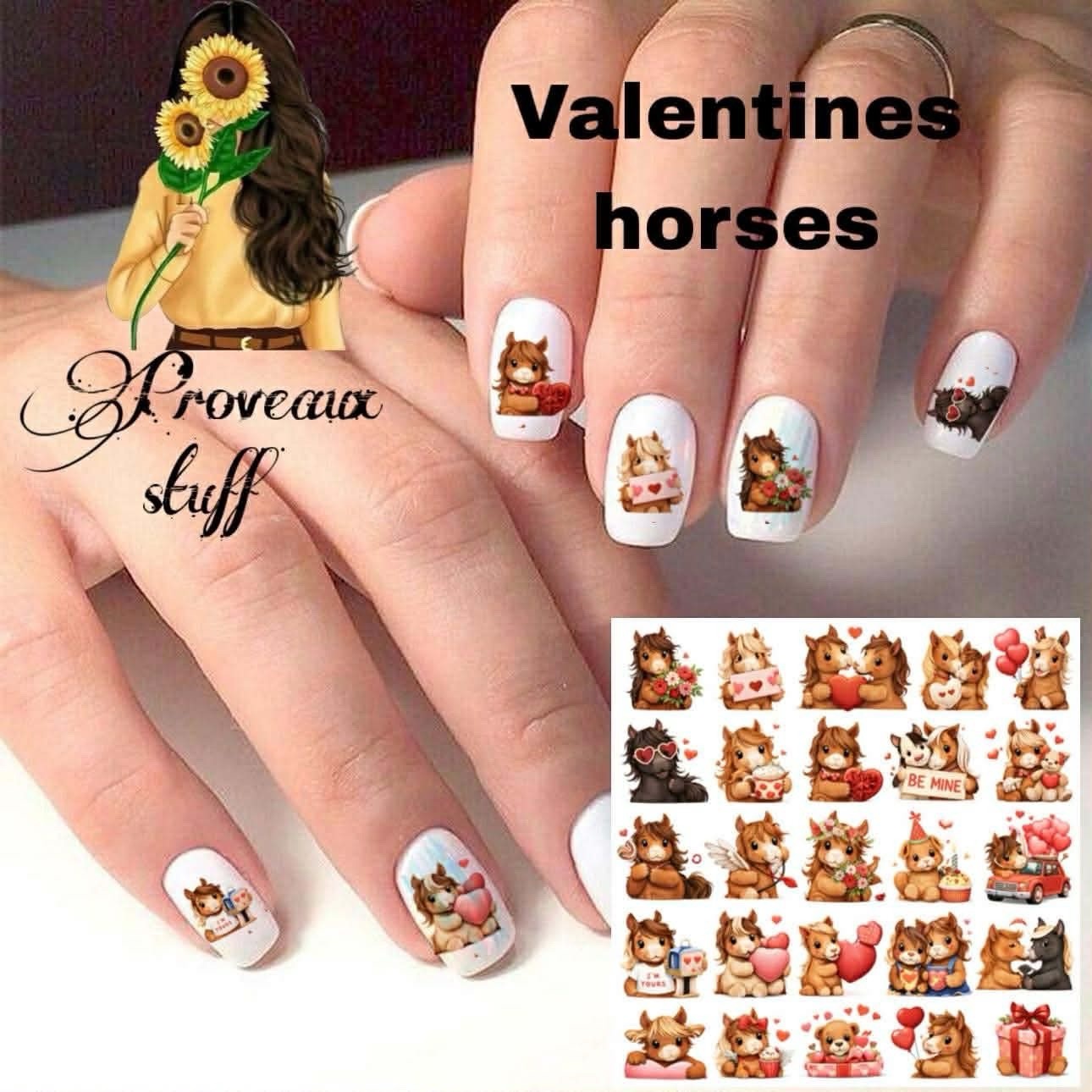 Valentines Pony Horse Waterslide Nail Art Decals Set Of 50 Instructions Bonus SP