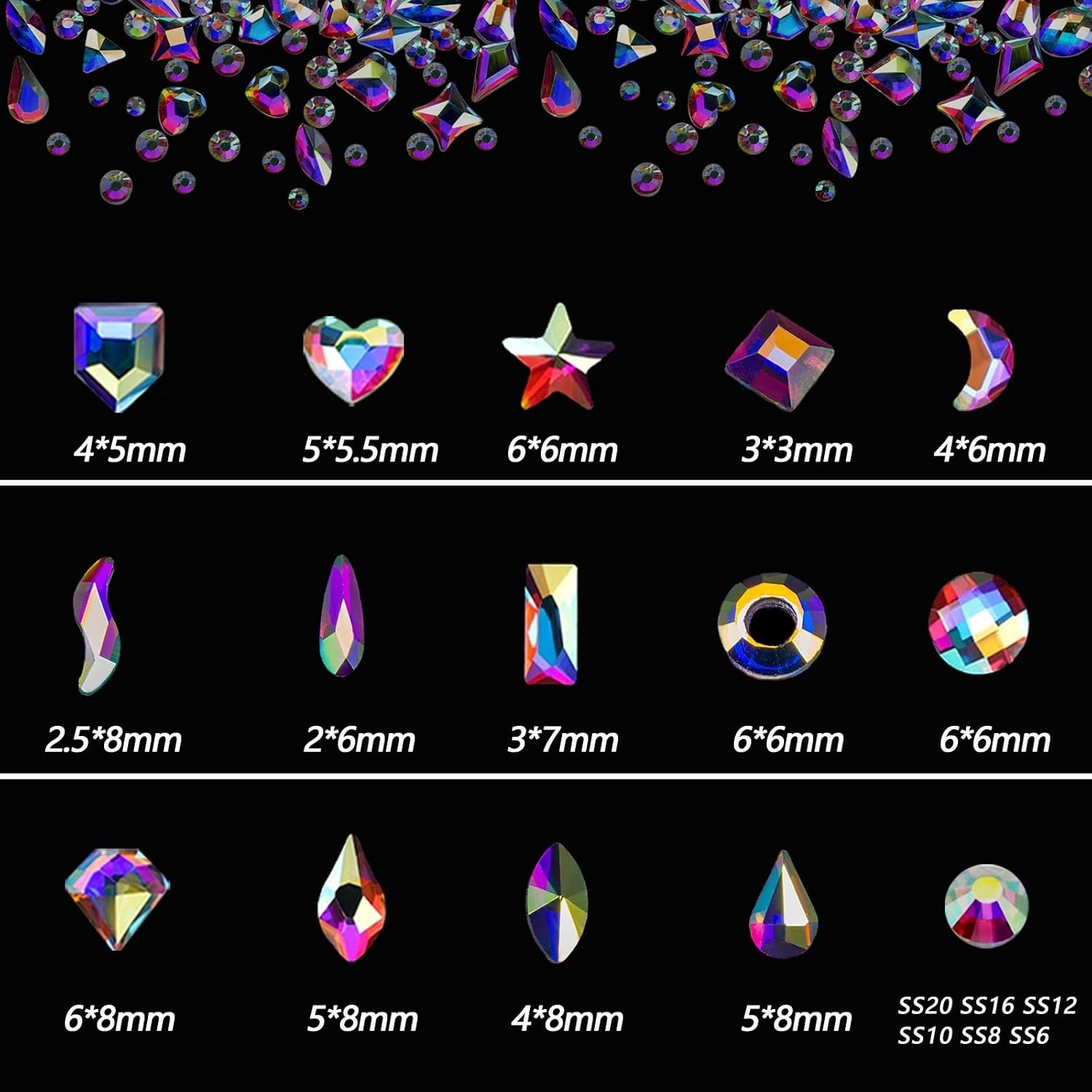 Multi Shapes Nail Art Rhinestones Set