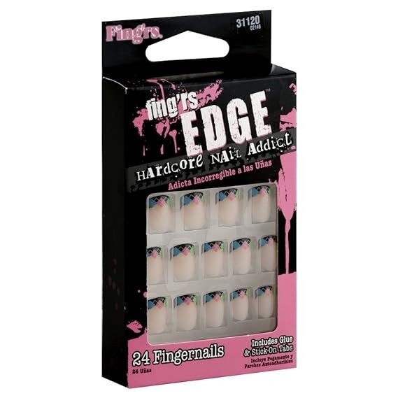 FING’RS EDGE Fashion Nails Glue/Stick-On Manicure 24 Nails #31120 N53