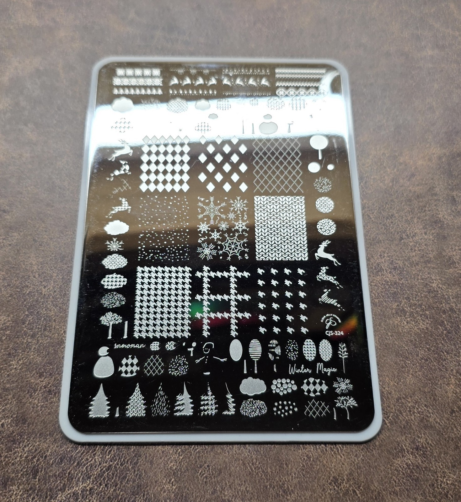Clear Jelly Stamper Layered Nail Plate CJS 324 Christmas Patterned Winter Plaid
