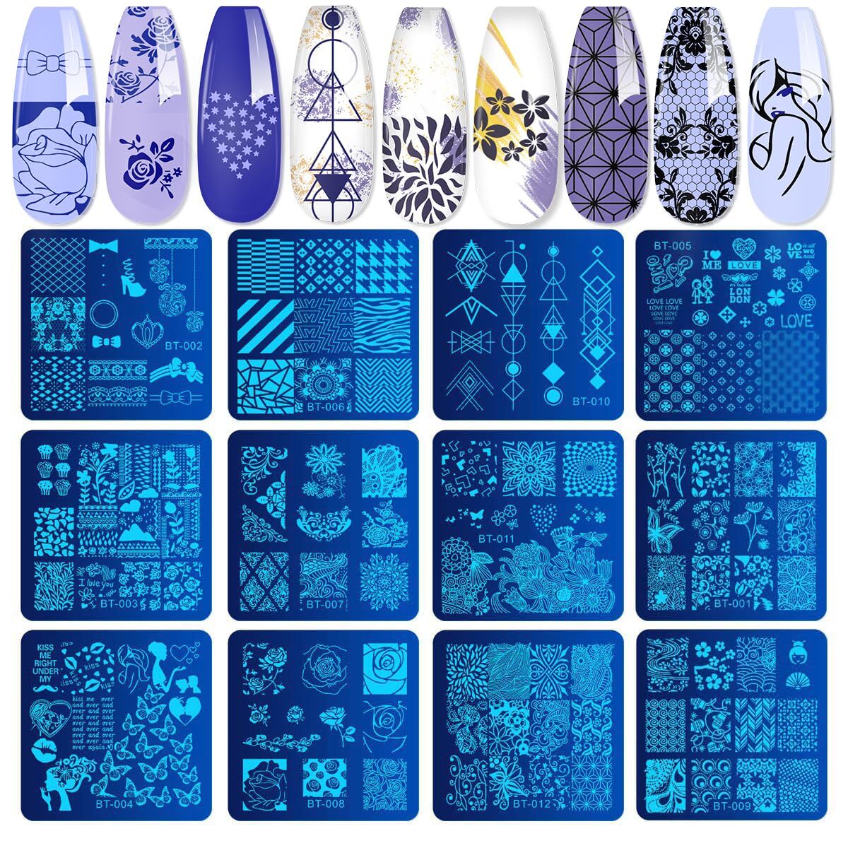 Nail Stamper Kit Nail Art Stamping Plate Set Stamping Nail Polish Gel Stamp P…