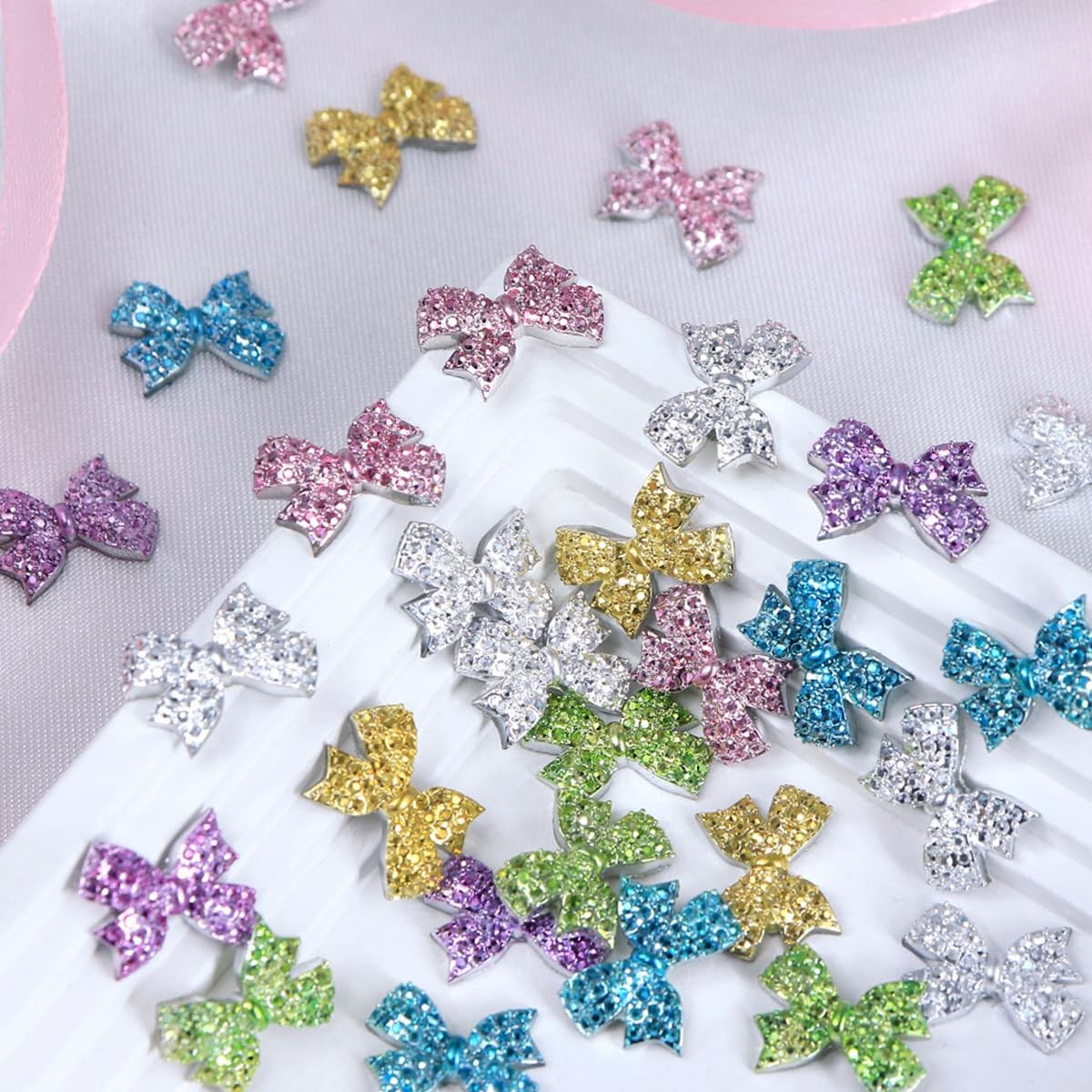 30Pcs Bow Nail Charms, Extra Sparkly Bows Rhinestones 3D Bow Nail Art Charms …