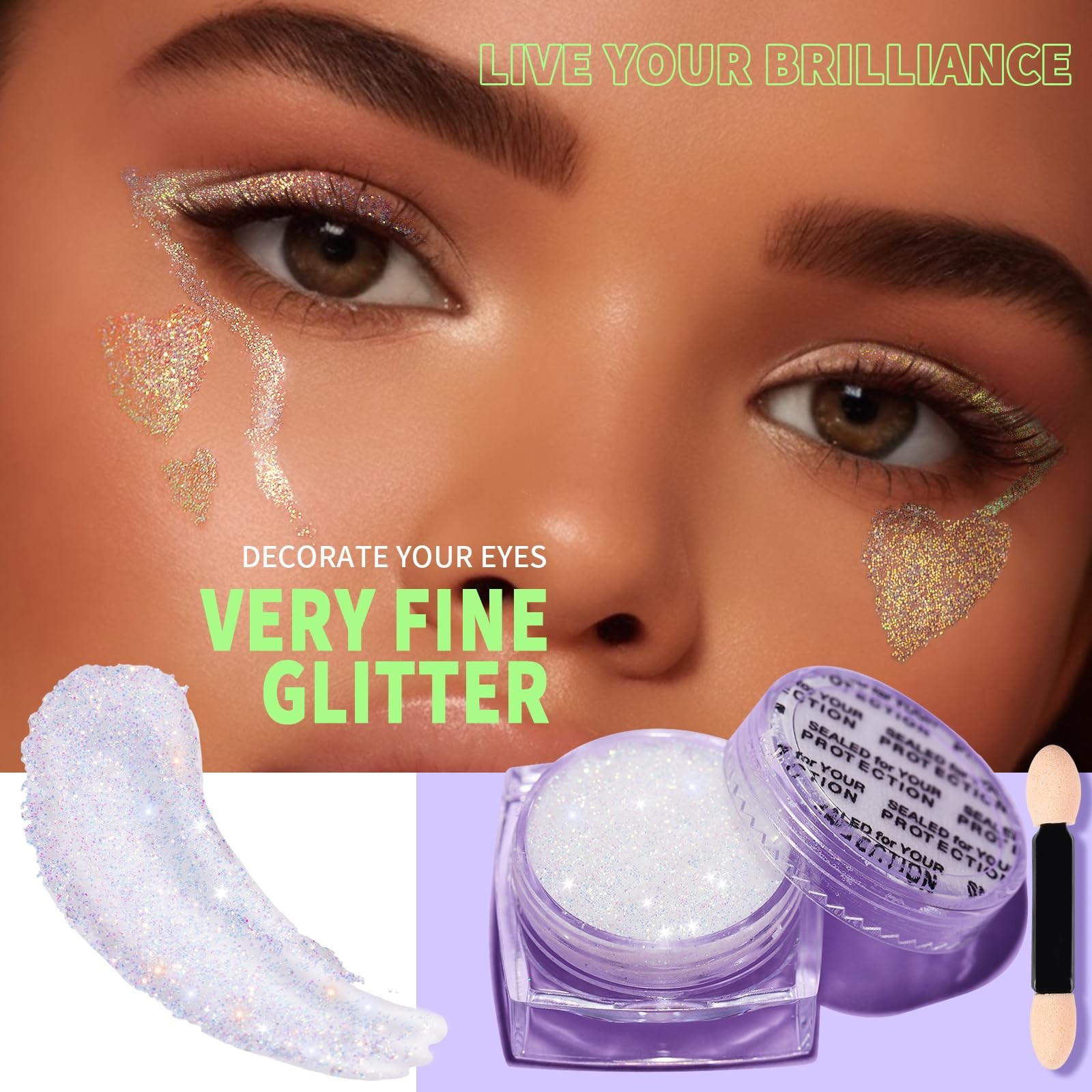 Face Glitter Body Glitter, Clear White Body Glitter Gel, Hair Glitter Gel, 6 …