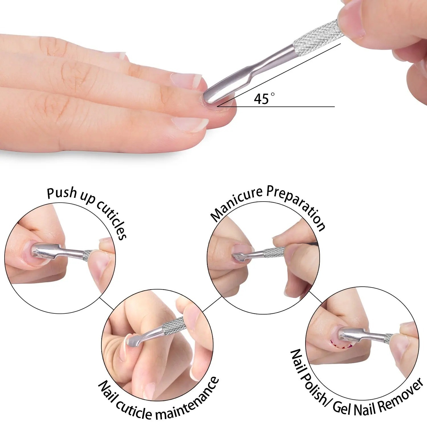 4PCS Cuticle Pliers Set with Pusher Stainless Steel Nail Trimmer Tool Kit
