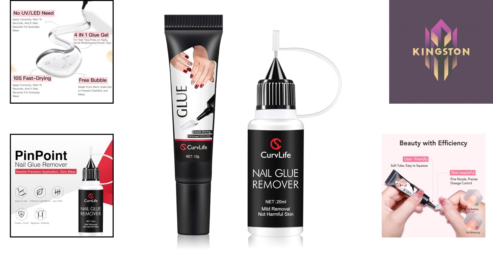 Salon-Quality Press-On Nail Glue and Remover Kit – 10g Gel & 20ml Gentle Formula