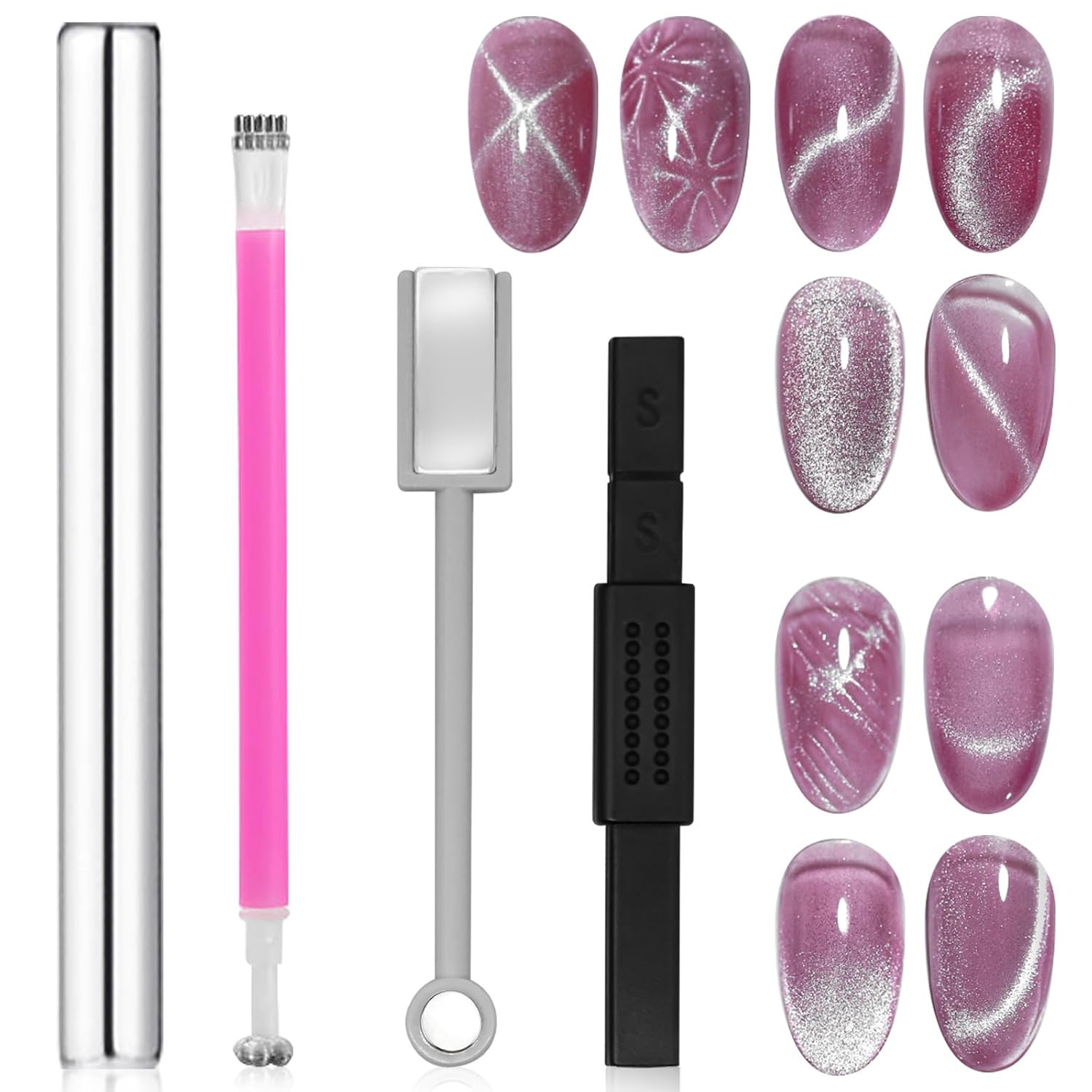 4Pcs Cat Eye Magnet for Nails, Nail Magnets Cat Eye Magnet for Nails Art, Double