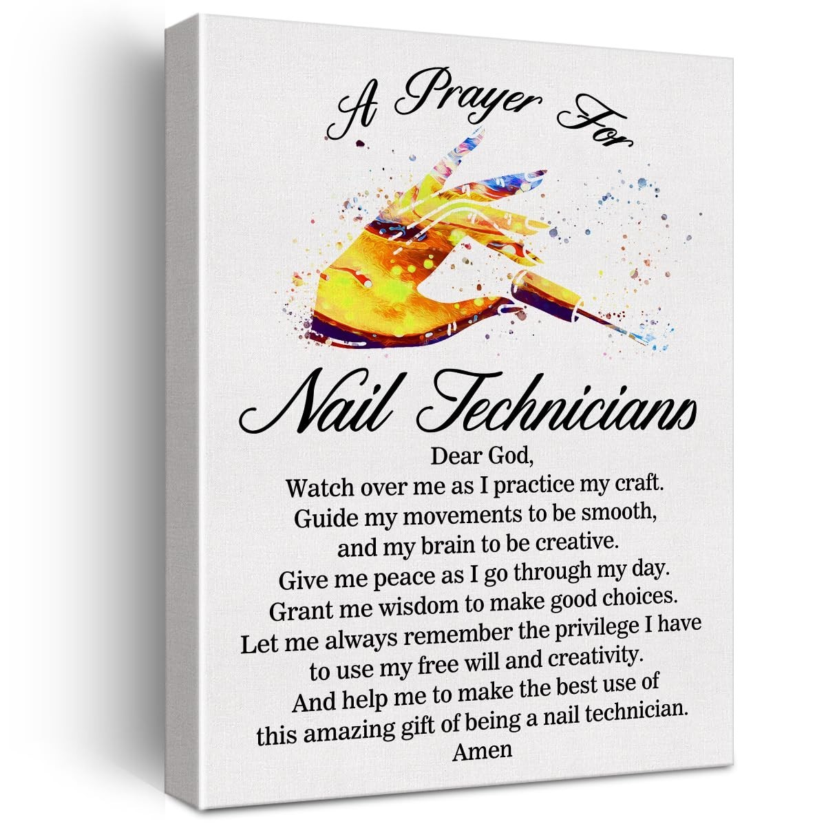 Nail Technician Prayer Canvas Wall Art – Manicurist Gift, Ready to Hang 12×15