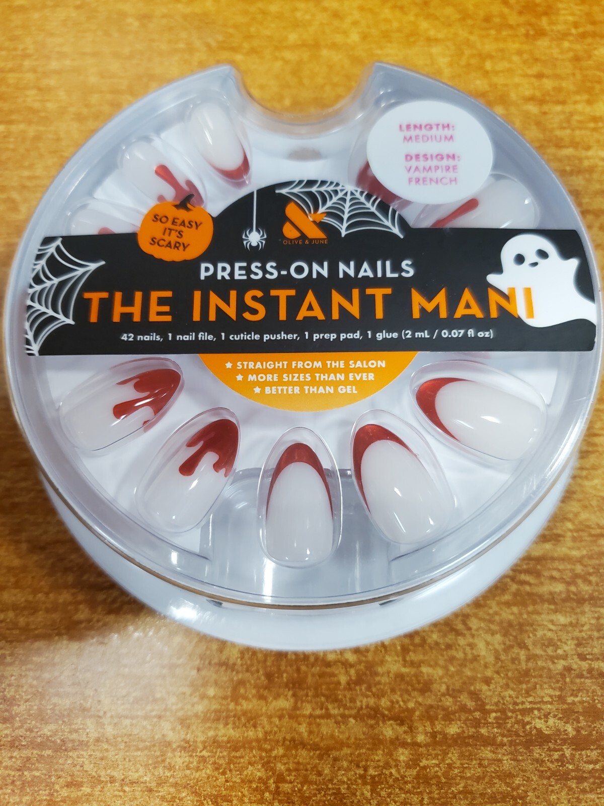 4 Pk: Olive & June The Instant Mani Nails Medium – Vampire French (2498) R8P4b