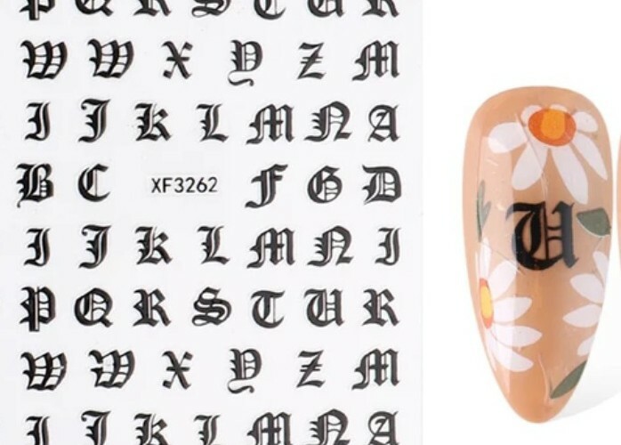 Black Alphabet Letters Nail Art Stickers