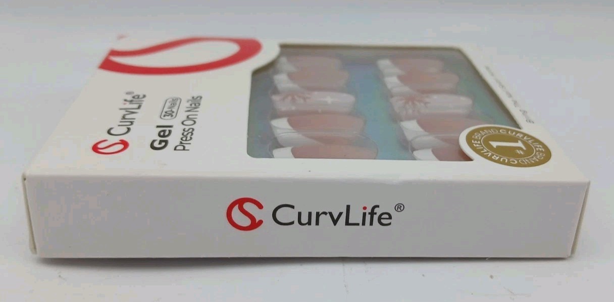 Curvlife Gel Frosty French Tip Curvlife Soft Press-On Nails, 30 Nails