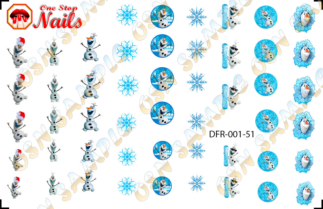 51pcs/Set Christmas Disney Frozen Waterslide Nails Decals (Tattoo) DFR-001-51