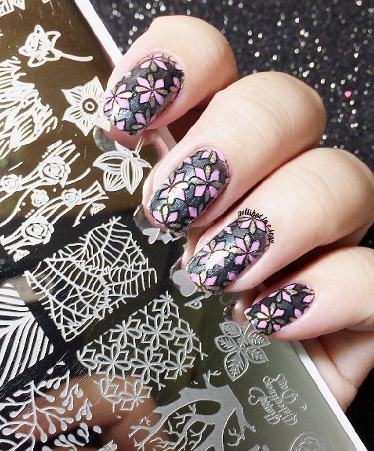 BPL 015 Forest Pattern Trees Theme Manicure Nail Art Stamp Template Image Plate