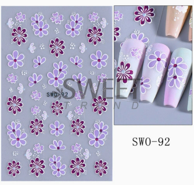 5D Embossed Camellia Floral Flowers Heart Nail Art Stickers Decals DIY NS52