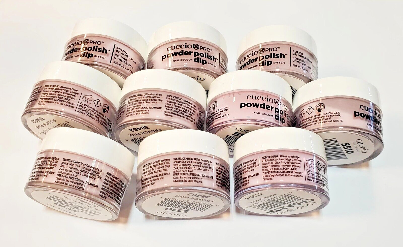CUCCIO Professional Powder Polish Dip 0.5 fl oz Color – French Pink – 10 JARS!!!
