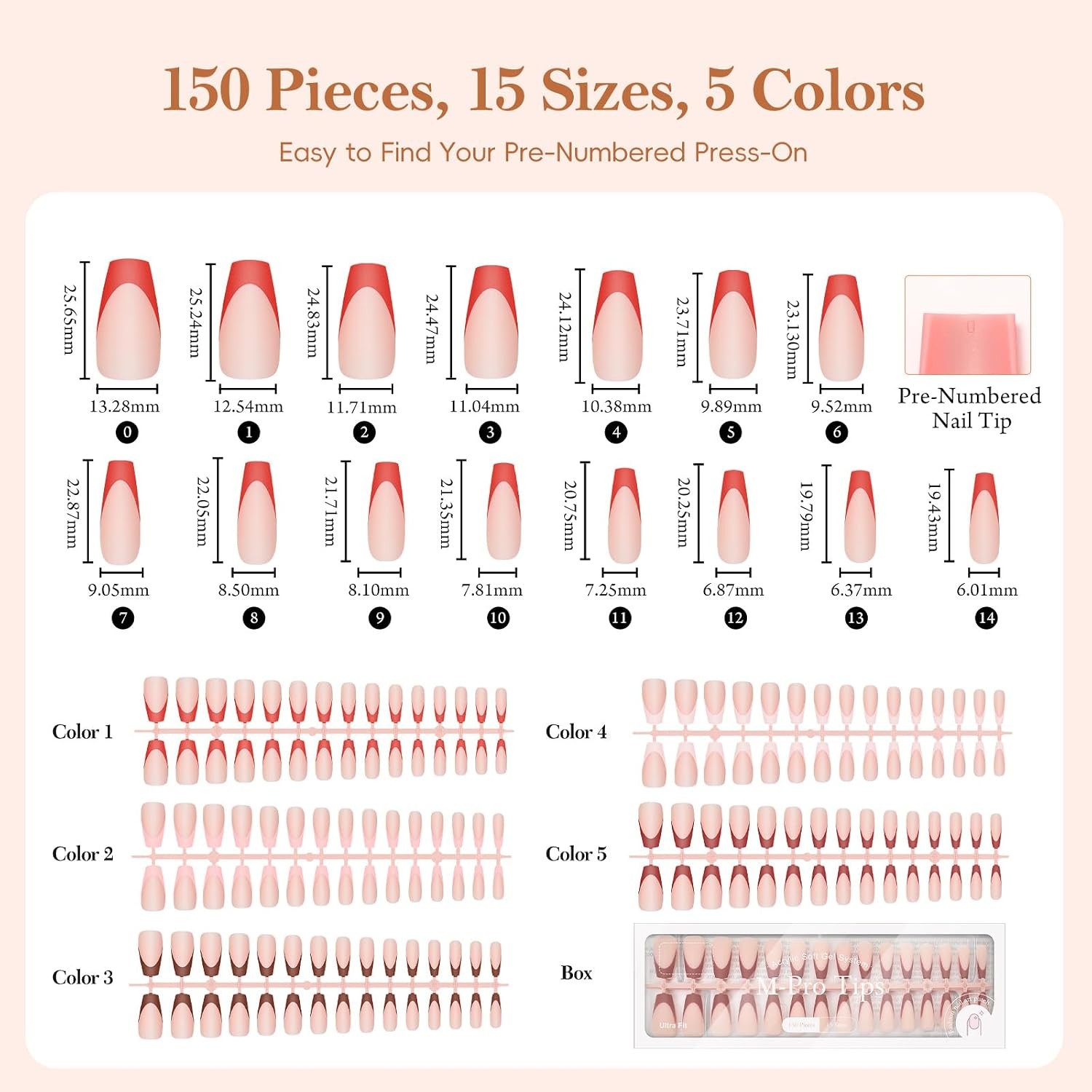 French Tip Press On Nails Kit – 150Pcs Long Coffin Gel Nail Kit