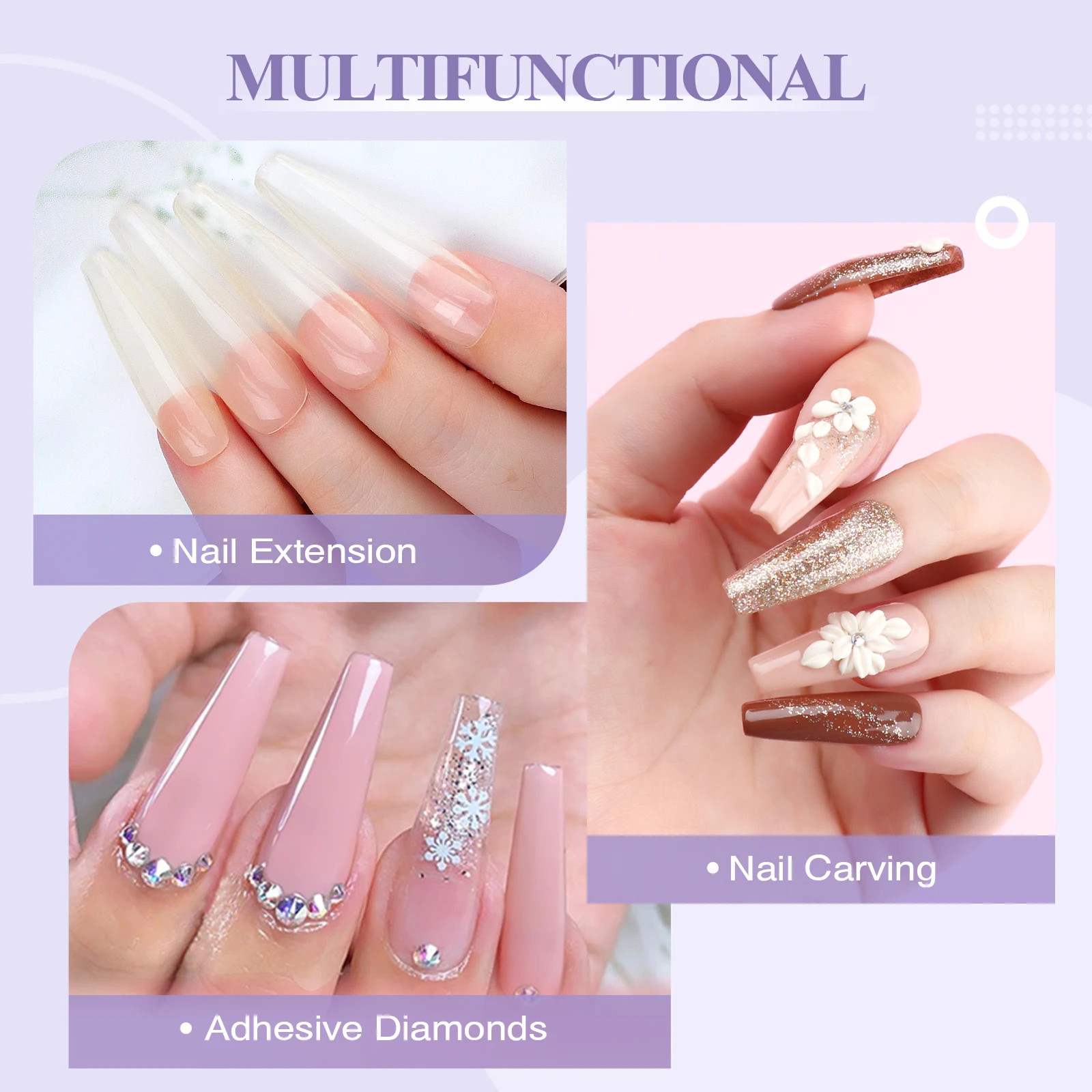 SAVILAND Essentials Acrylic Nail Kit Complete Set for Beginners with White Pink