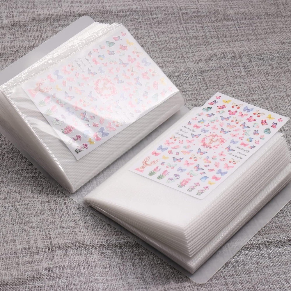 Nail Art Stickers Organizer Storage Book Binder with 100 Slots for Displaying