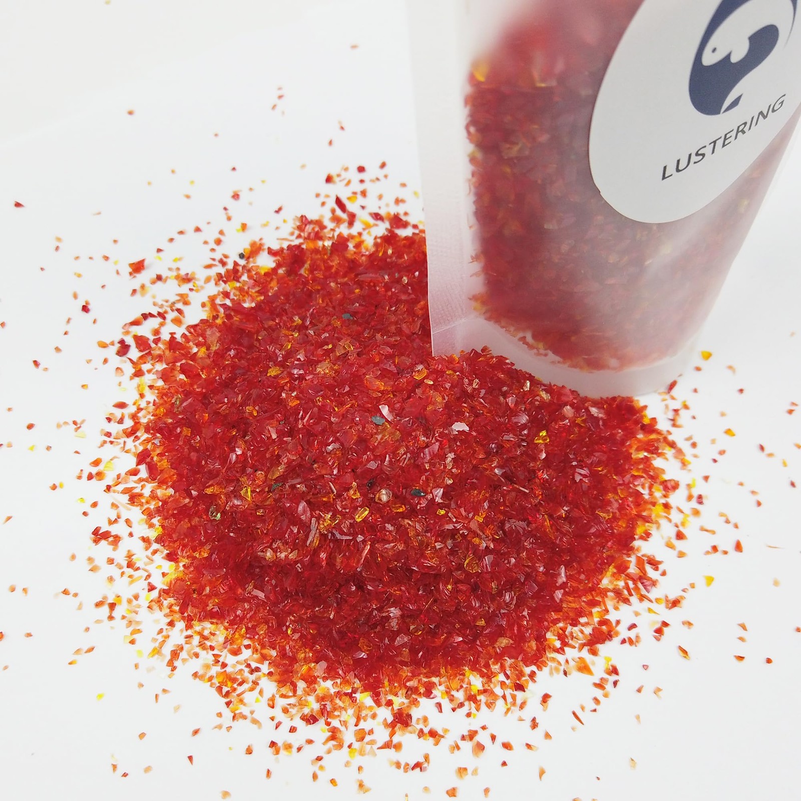 LUSTERING Red Crushed Glass Glitter 100g 1-3mm Epoxy Resin Nail Art