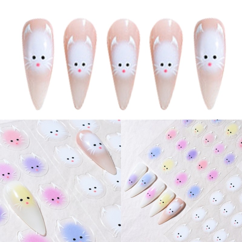 Lovely Cat Nail Art Stickers Cat Designs Nail Decals Cat Nail Art Decorations