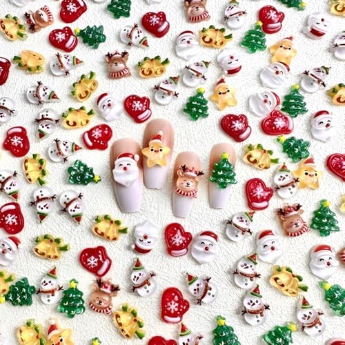 70 Pcs Santa Claus Elk Christmas Tree Snowman Acrylic Nail Art Style 8