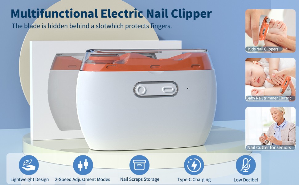 3-in-1 Electric Nail Trimmer for Thin Nails (Up to 1.4mm) – USB