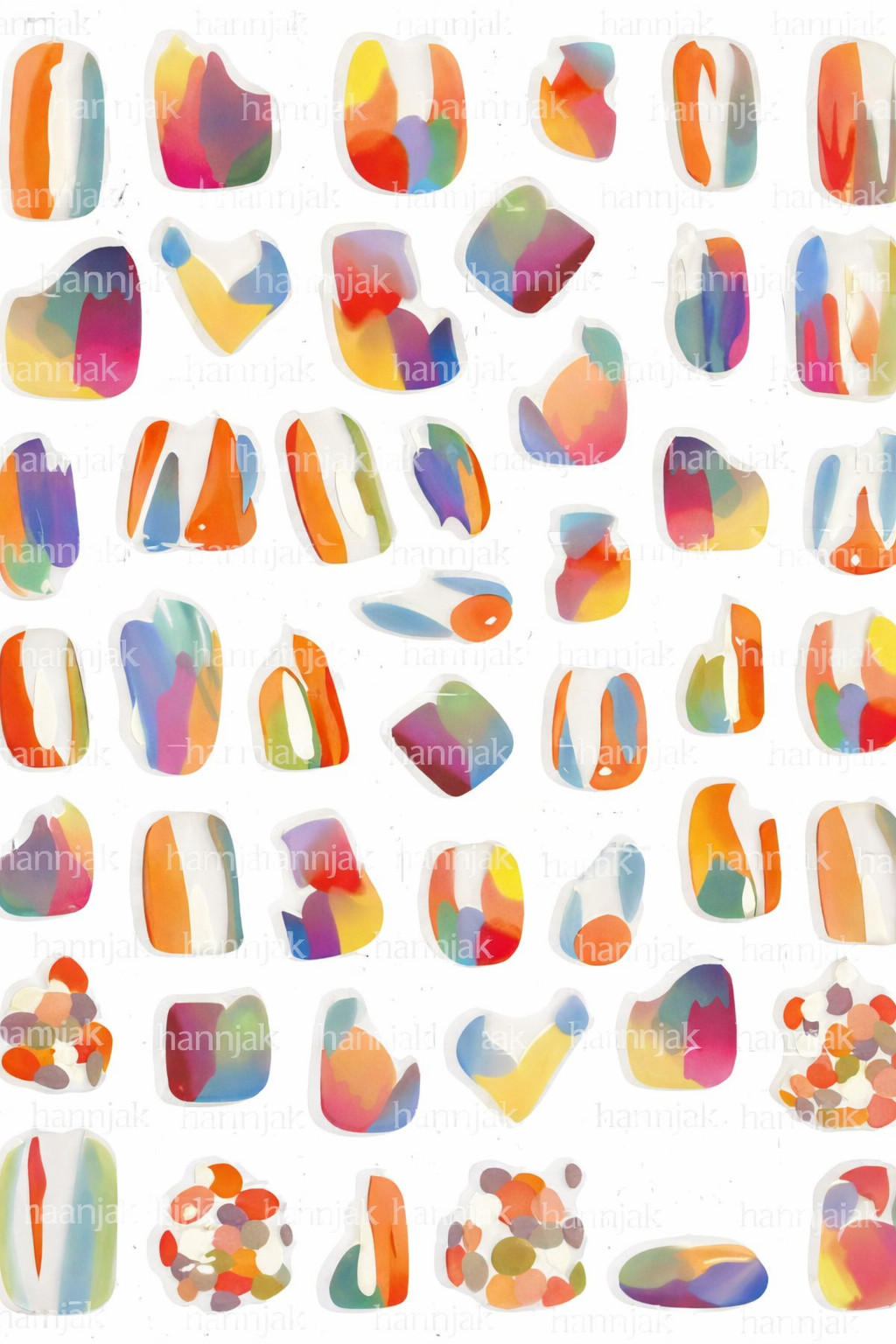 Abstract Watercolor Nail Art Sticker Peel & Stick-45 Decals