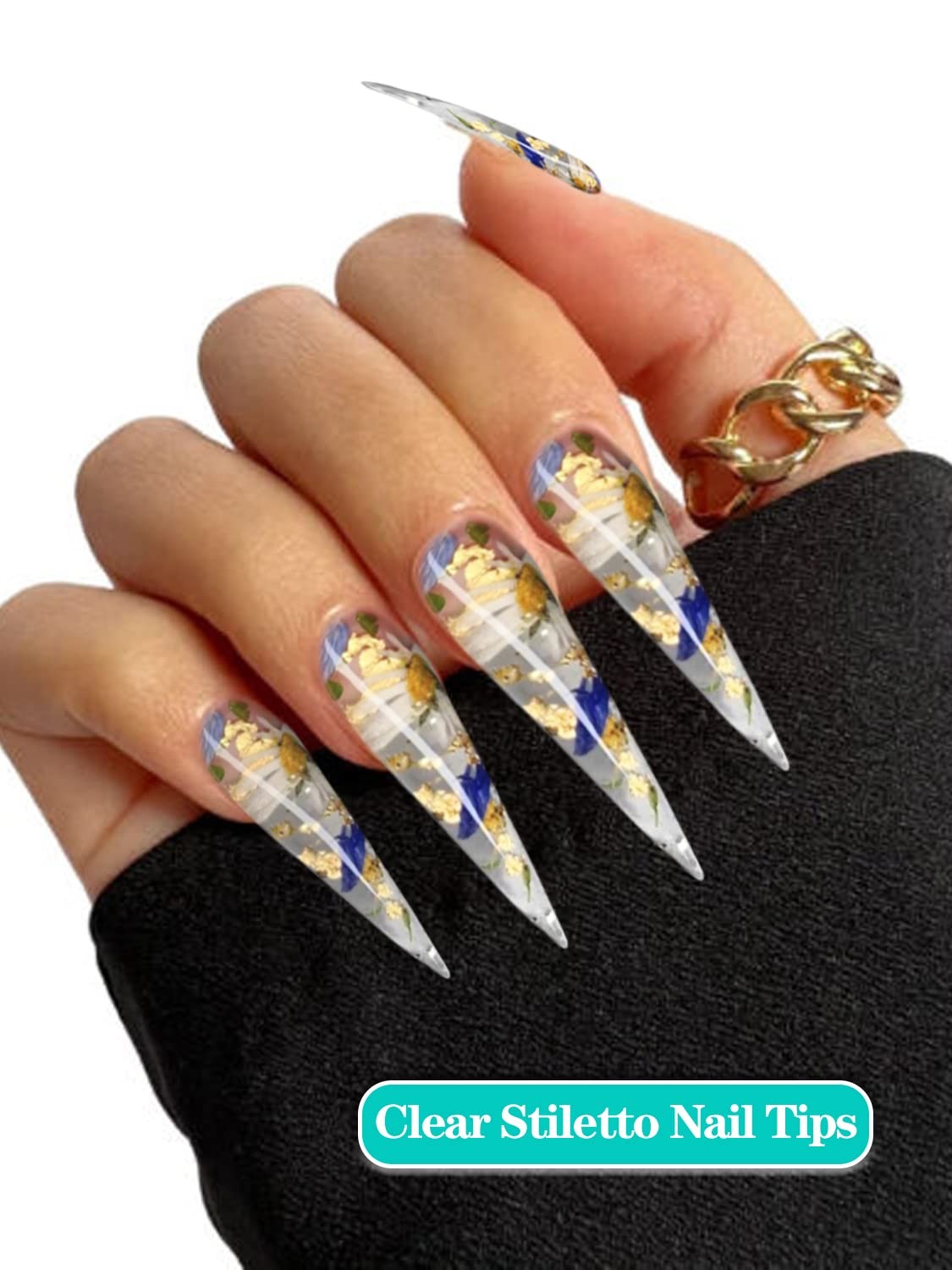500pcs XXL Stiletto Nail Tips, Clear Half Cover Stiletto Nail Tips for Acryli…